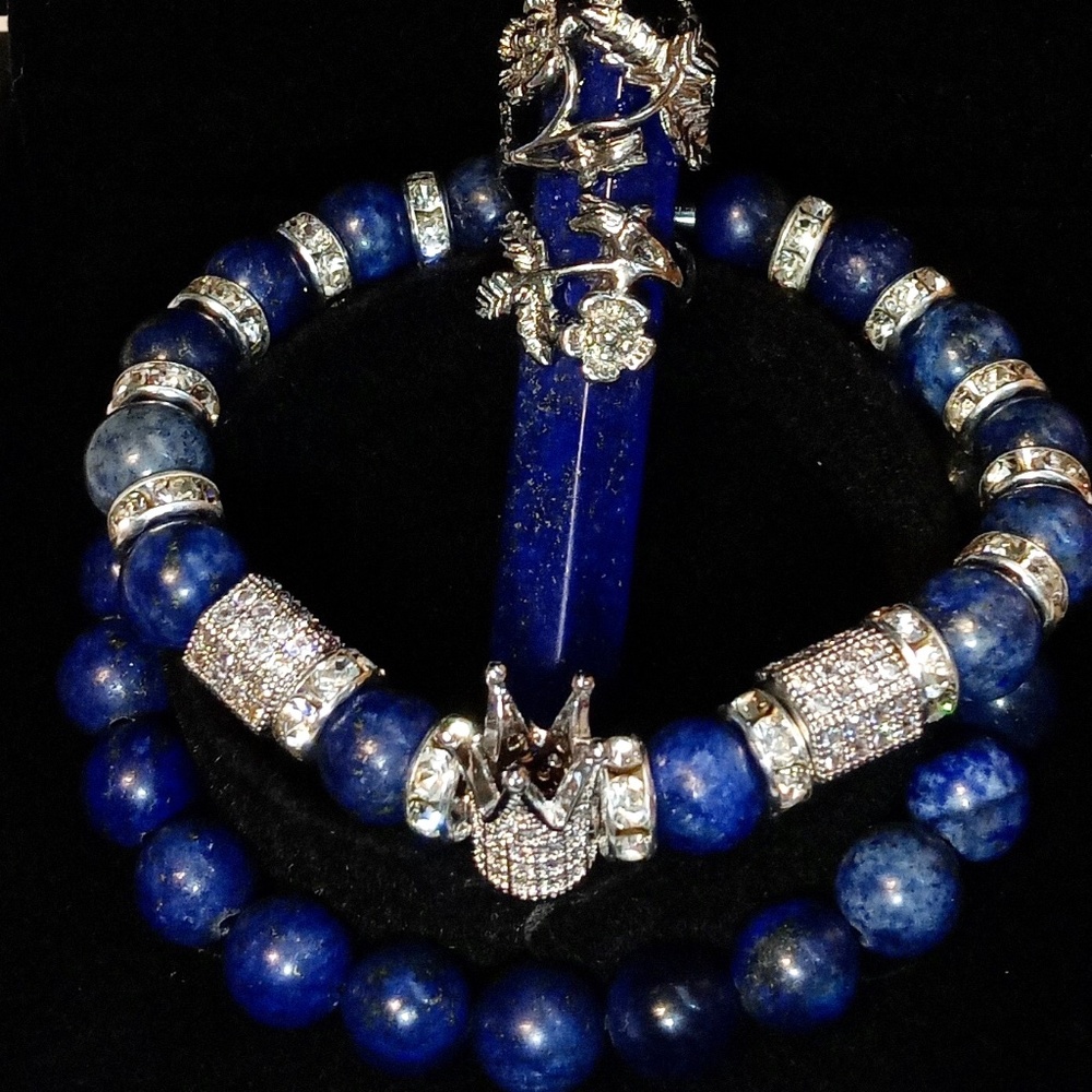 Lapis lazuli Natural Handmade Stone Bracelet Set
